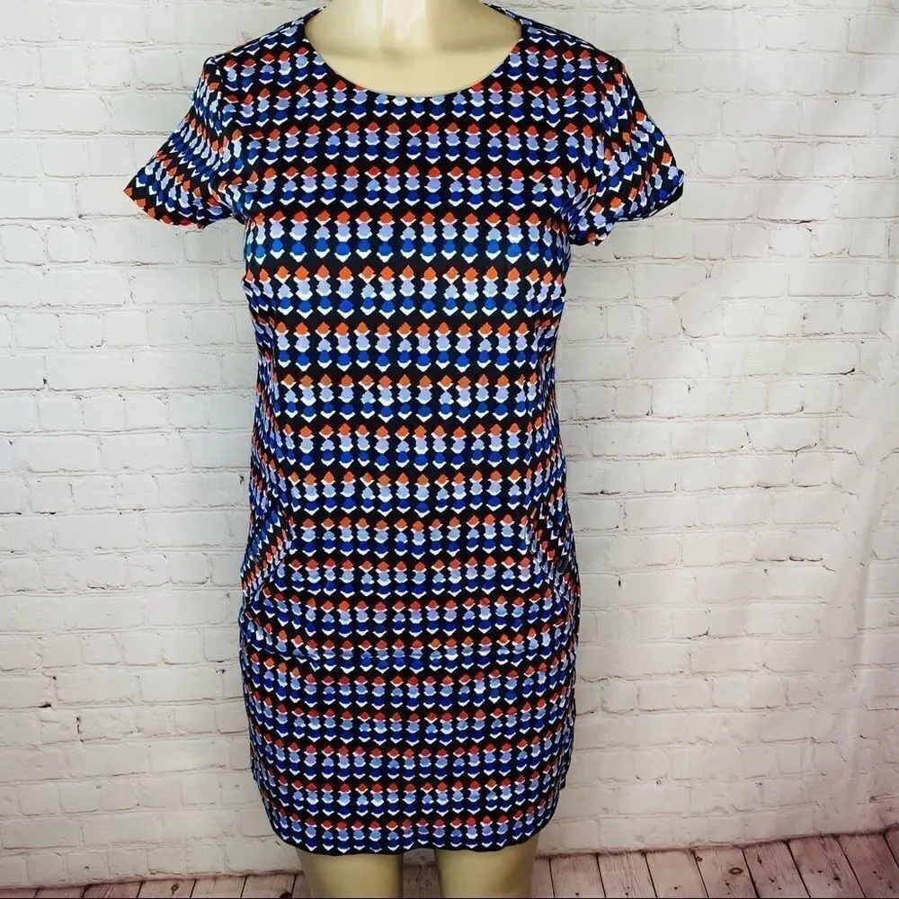Shoshanna Geometric Print Short Sleeve Shift Dress size 2